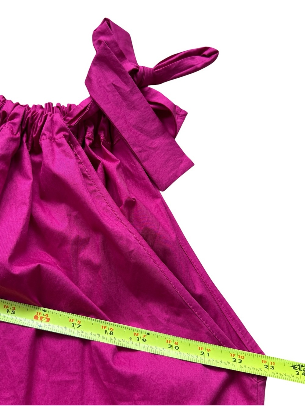 Monica Nera Fuchsia Maxi Dress Cotton Shoulder Bow Strap Minimalist XS Chic Luxe - Picture 4 of 10